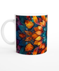 Abstrakt Blommig Keramikmugg - Livfull Konst för Kaffe- & Tebruk (11oz)