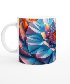 Abstrakt Geometrisk Mugg - Strålande Blått & Varmt Orange Design Keramikmugg 11oz