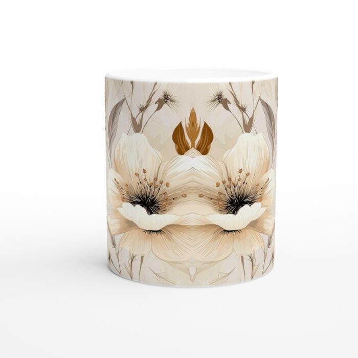 Elegant Flora Keramisk Mugg - Tidlös Design med Varma Jordtoner