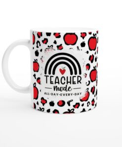 Teacher Mode Leopard Print Keramisk Mugg – Vardagsfavoriten med äppeldetaljer