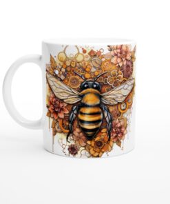 Keramisk mugg – Steampunk Bee: En konstnärlig vardagsfavorit med bikupa och blommor