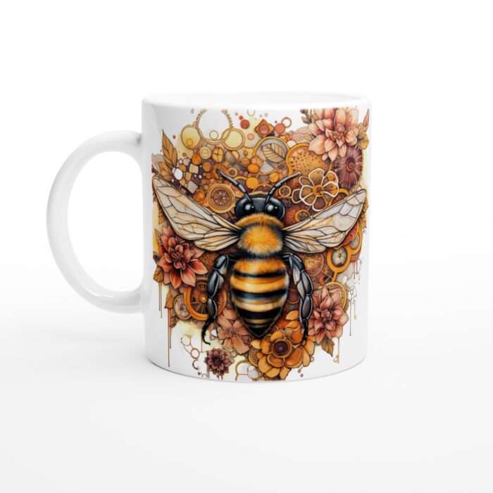 Keramisk mugg – Steampunk Bee: En konstnärlig vardagsfavorit med bikupa och blommor