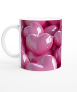 Kärleksfull Rosa Hjärtmugg - 11oz Keramisk Kaffemugg för Alla Hjärtans Dag och Romantiska Stunder