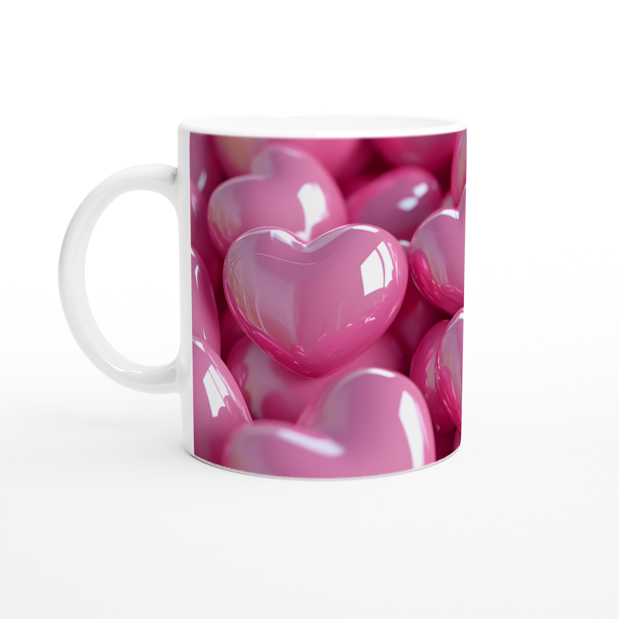 Kärleksfull Rosa Hjärtmugg - 11oz Keramisk Kaffemugg för Alla Hjärtans Dag och Romantiska Stunder