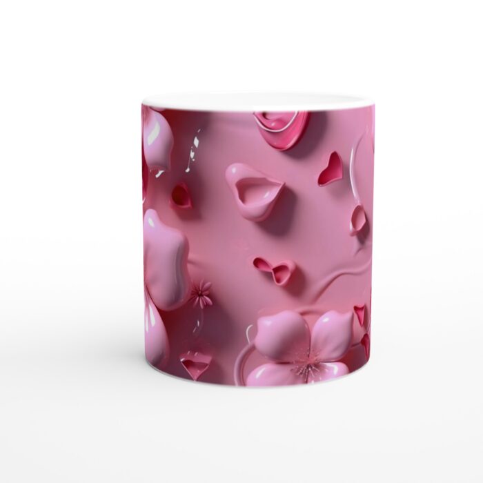 Romantisk Rosa Blommönstrad Keramisk Mugg - 11oz