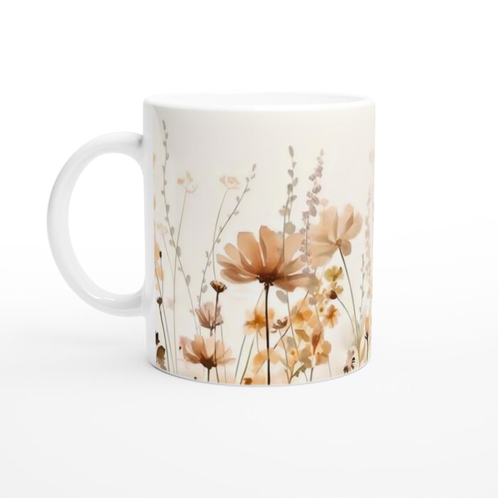 Keramisk mugg – akvarellblommor i varma nyanser – vardagsfavoriten för alla tillfällen