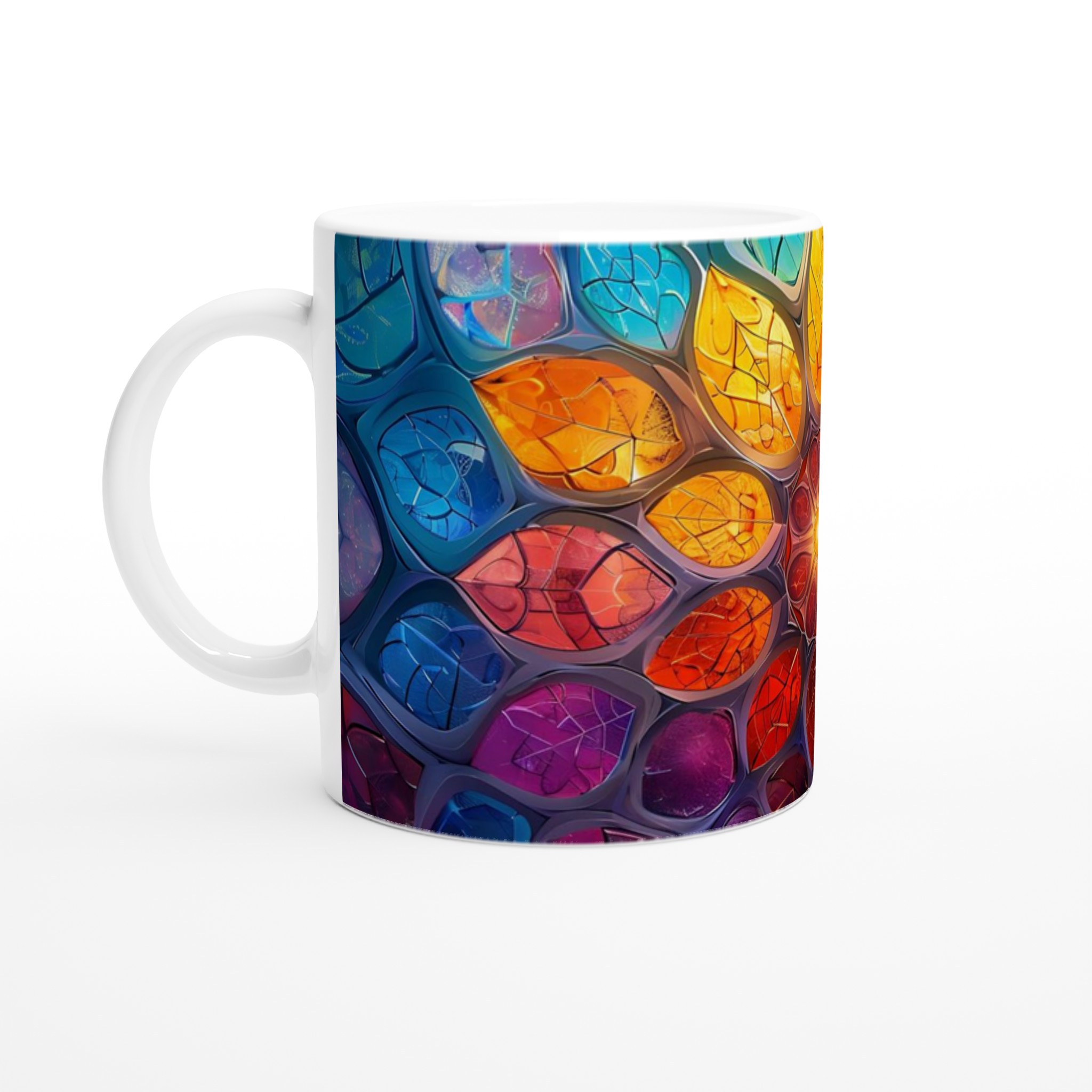 Abstrakt Mosaik Keramisk Mugg - Strålande Färgexplosion
