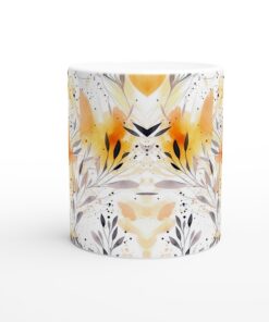 Abstrakt Solnedgång Keramikmugg - 11oz Vit Mugg med Värmande Akvarelldesign