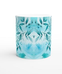 Akvamaringrön Akvarell Botanisk Keramisk Mugg - 11oz Elegant Design för Kaffe & Te