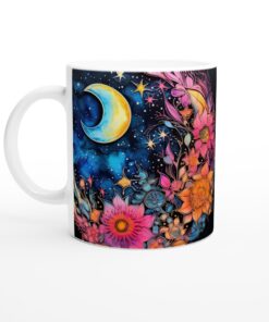 Kosmisk Blomsterdröm Keramisk Mugg – Konstnärlig vardagsfavorit