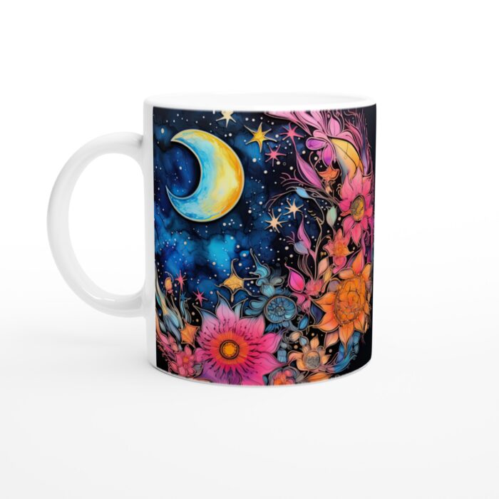Kosmisk Blomsterdröm Keramisk Mugg – Konstnärlig vardagsfavorit