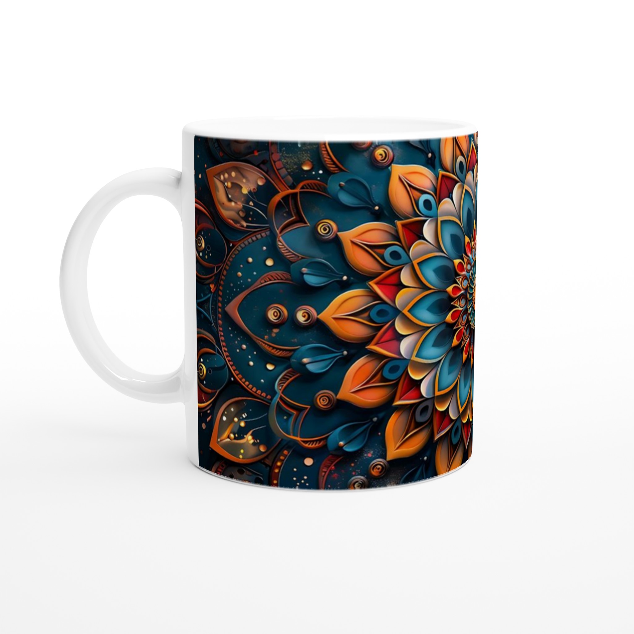 Mångfärgad Mandala Keramisk Mugg - 11oz Konstnärlig Design för Kaffe & Te