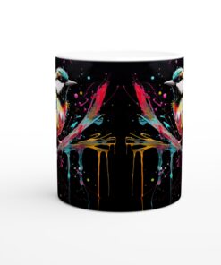 Färgsprakande Fågel Keramikmugg - 11oz Konstnärlig Kaffekopp med Stänkdesign