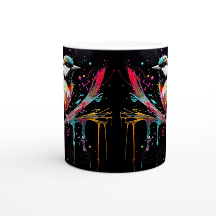 Färgsprakande Fågel Keramikmugg - 11oz Konstnärlig Kaffekopp med Stänkdesign