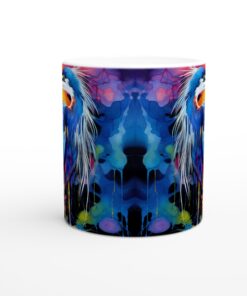 Abstrakt Häger Mugg – Färgsprakande Keramisk Kaffemugg med Akvarellkonst