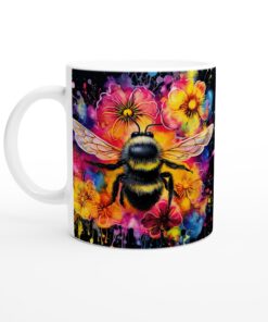 Keramisk mugg – Blomstrande Bin: En färgexplosion för ditt kaffe