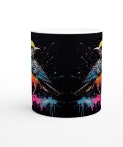 Färgsprakande Fågel Mugg: Vit 11oz Keramisk Mugg med Vibrerande Akvarellkonst