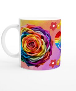 Keramisk Mugg – Vardagsfavoriten med Regnbågens Färger & Budskapet 'Smile'