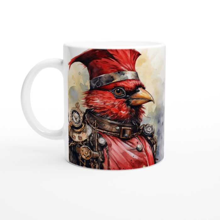 Steampunk Kardinal – Unik Keramisk Mugg för Konstälskare