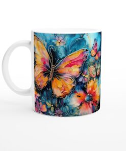 Keramisk Mugg – Fjärilsdröm i Akvarell: Livfulla färger för din vardag