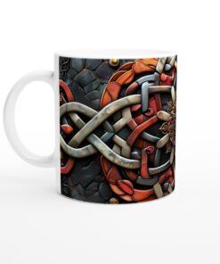 Keltisk Knut Konst 11oz Keramisk Mugg - Rustik Kopp i Jordnära Toner