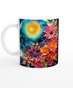 Kosmisk Blomsterprakt Keramisk Mugg – Drömsk Design för Vardagsmagi