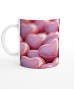Kärleksfull Rosa Hjärtmugg - Vit 11oz Keramisk Mugg med Romantiskt Tryck