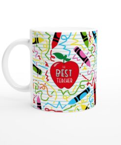 Mugg "Bästa Läraren" – Färgglad present med kritor och äpple