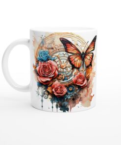 Keramisk mugg – Steampunk fjäril & rosor: En unik vardagsfavorit