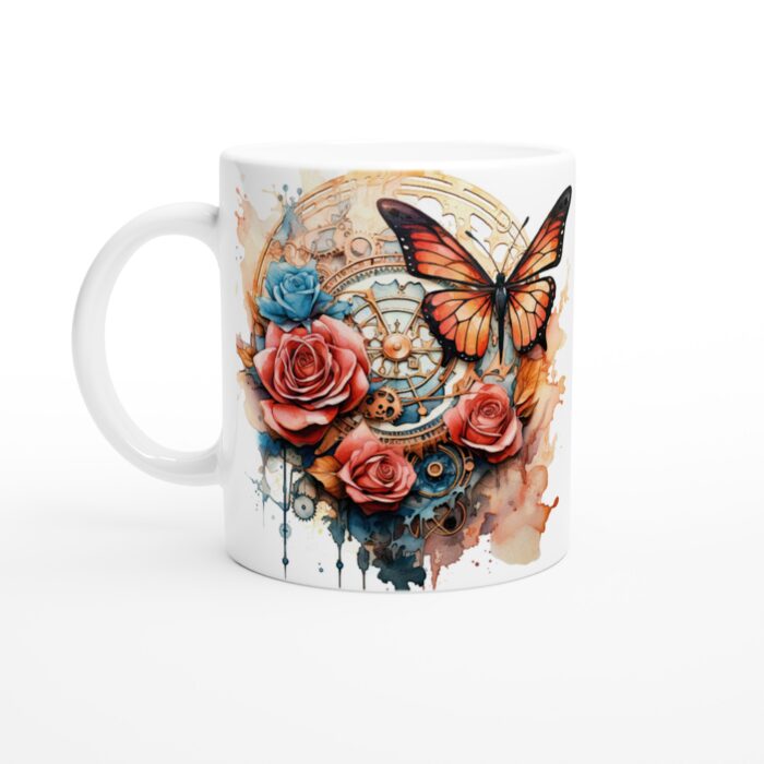 Keramisk mugg – Steampunk fjäril & rosor: En unik vardagsfavorit