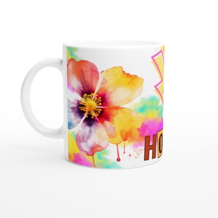 Färgglad 'HOPE' Keramisk Mugg – Konstnärlig Akvarellblomma för en Inspirerande Start på Dagen