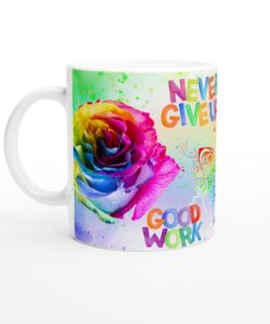 Keramisk Mugg – Positiv Energi och Regnbågsfärgad Glädje