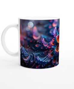 Kosmisk Blomster Keramisk Mugg - Magisk Design i Blått, Lila & Orange