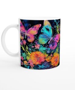 Fjäril & Blomsterprakt Mugg – Färgglad Keramisk Kaffekopp för en Magisk Start på Dagen