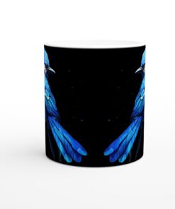 Svart & Blå Kungsfågel Keramisk Mugg - Vacker 11oz Kaffekopp