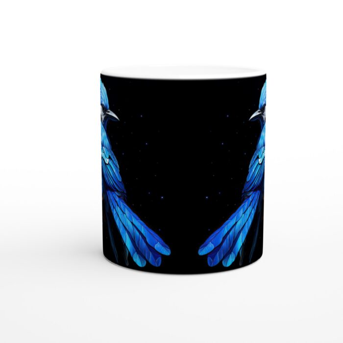 Svart & Blå Kungsfågel Keramisk Mugg - Vacker 11oz Kaffekopp
