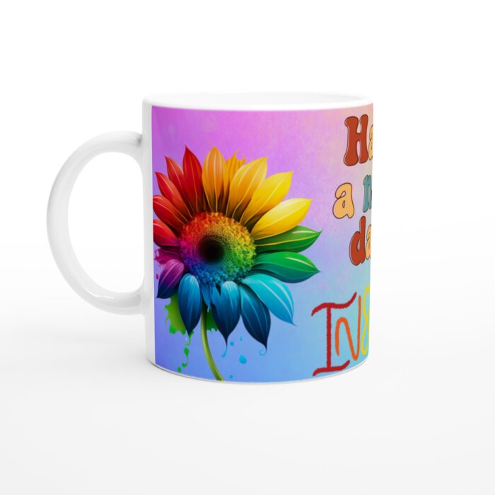 Färgglad 'Have a Nice Day' Keramisk Mugg – Inspirerande Solrosdesign för Kaffe & Te