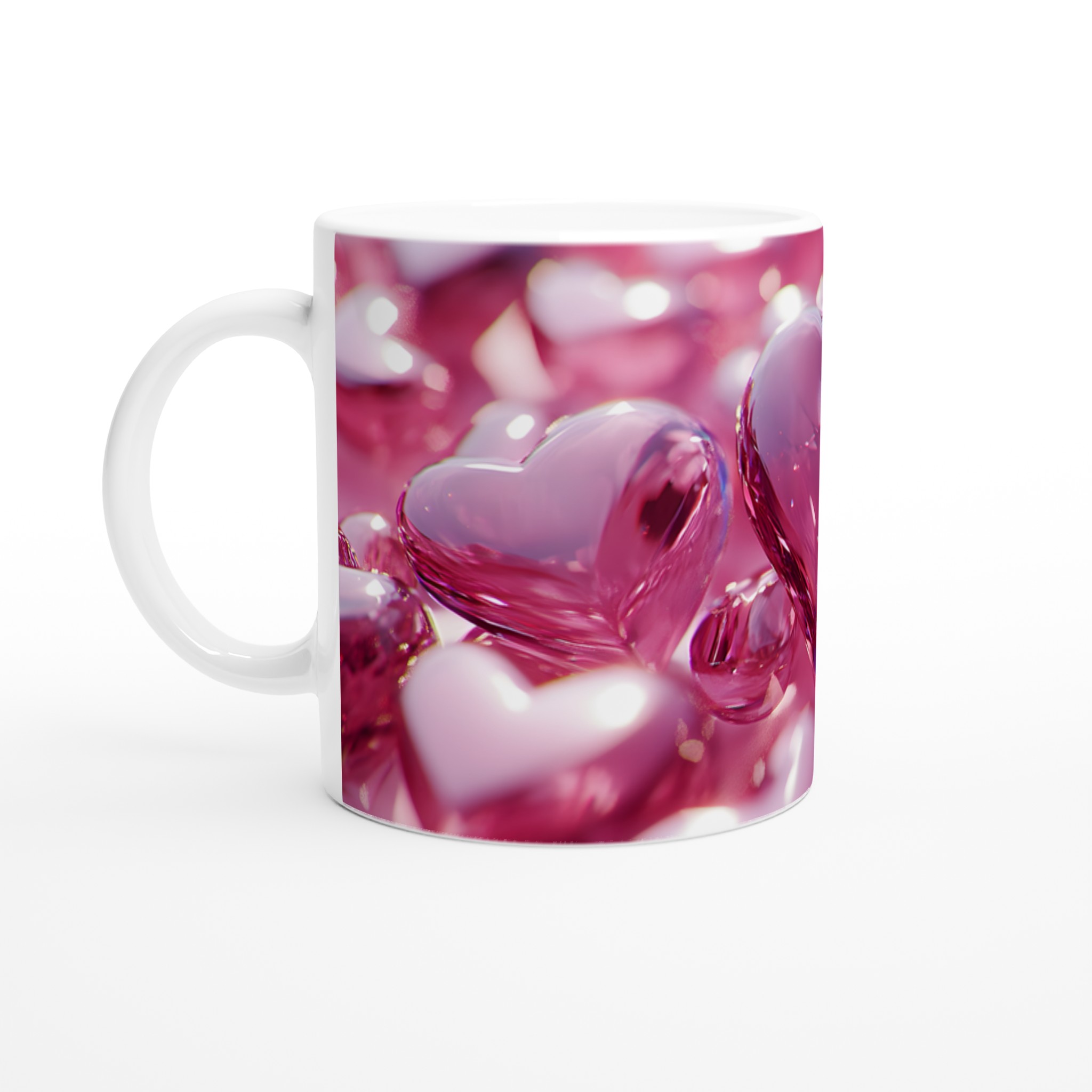 Kärleksfull Rosa Glasmugg - Vit 11oz Keramisk Mugg