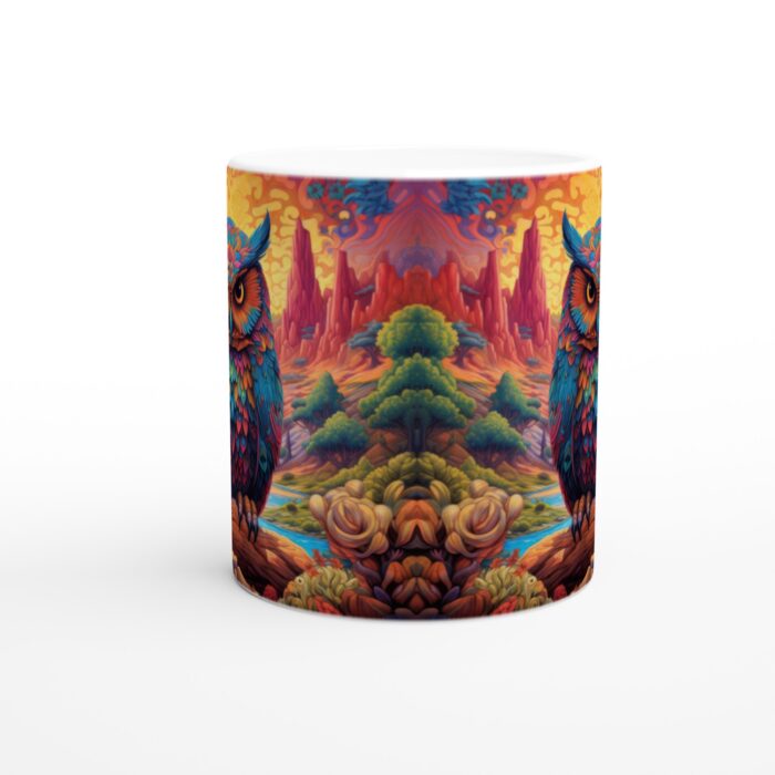 Psykedelisk Uggle Mugg - Färgexplosion för Kaffeälskare - 11oz Keramikmugg