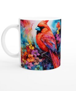 Färgexplosion: Akvarellkardinal Keramisk Mugg – Konstnärlig vardagsfavorit