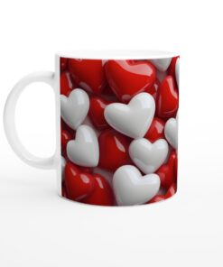 Kärlekshjärta Muggar - Vit 11oz Keramisk Mugg för Romantiska Stunder