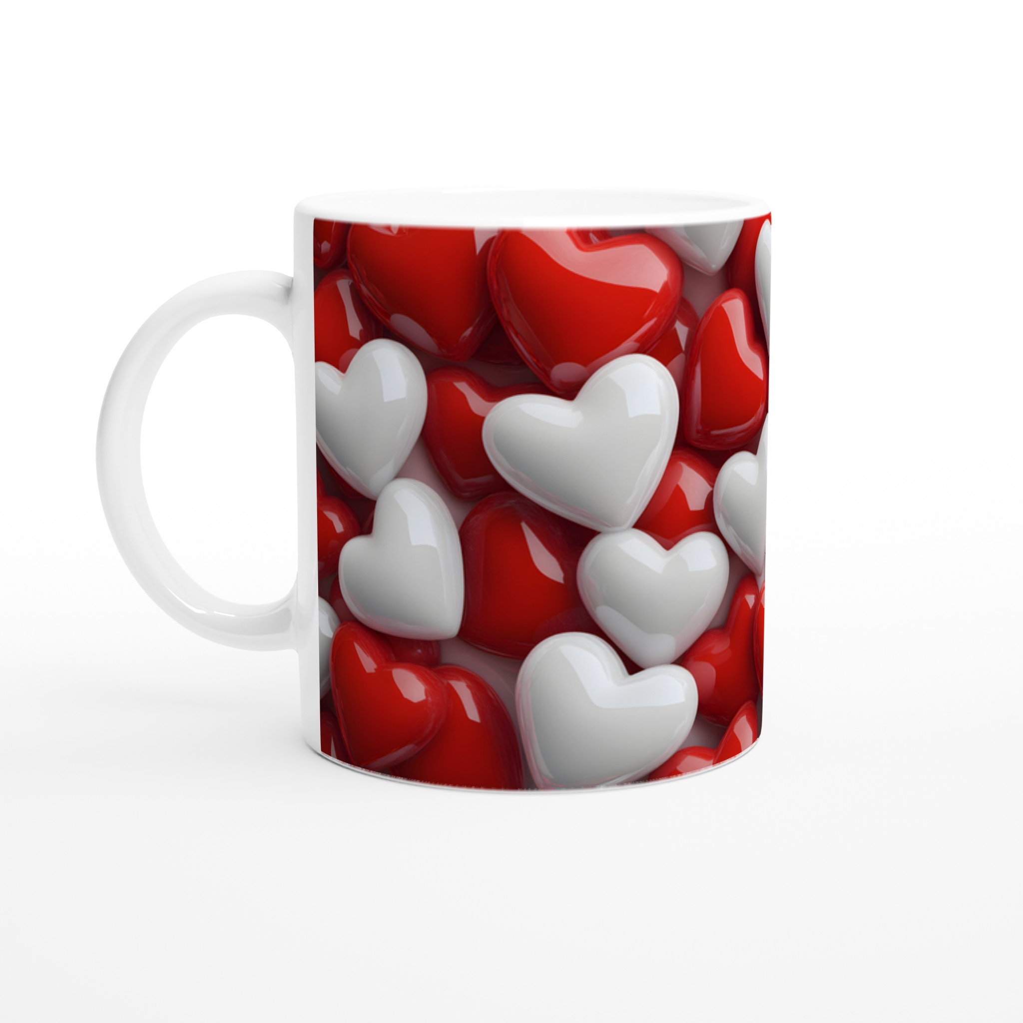 Kärlekshjärta Muggar - Vit 11oz Keramisk Mugg för Romantiska Stunder