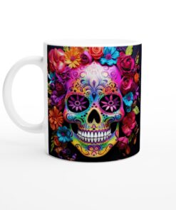 Keramisk mugg – Blomstrande Sugar Skull – En färgsprakande vardagsfavorit