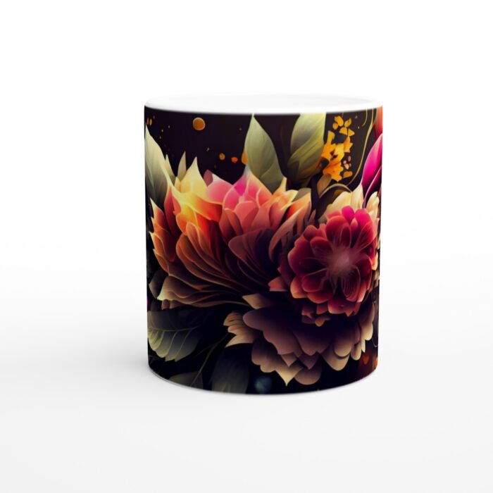 Abstrakt Blommig Keramisk Mugg - 11oz Konstnärlig Design för Kaffe & Te