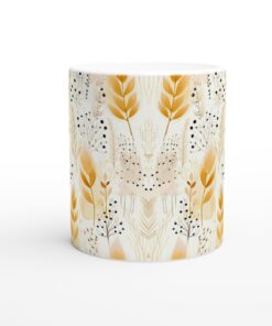 Minimalistisk Guldig Växtmönster Keramisk Mugg - 11oz