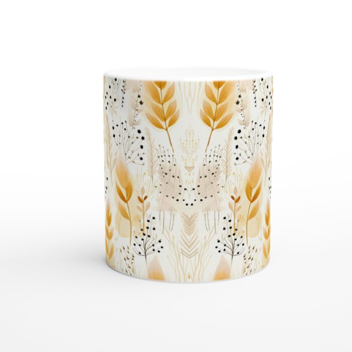 Minimalistisk Guldig Växtmönster Keramisk Mugg - 11oz