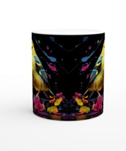 Färgglad Fågel & Blomster Keramikmugg - 11oz Konstnärlig Vit Mugg