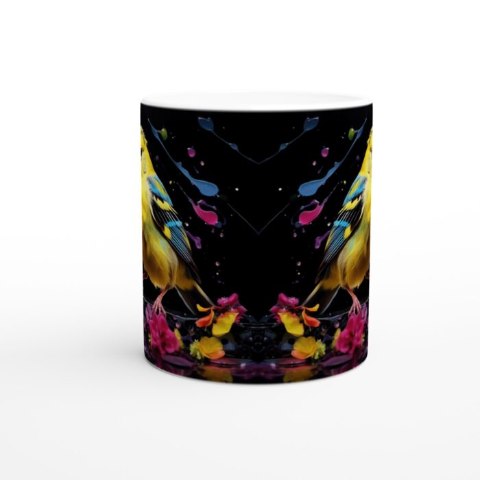 Färgglad Fågel & Blomster Keramikmugg - 11oz Konstnärlig Vit Mugg