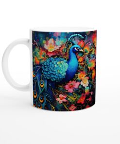 Keramisk mugg – Påfågelsdröm i Klara Färger: Vardagsfavoriten för Alla Tillfällen