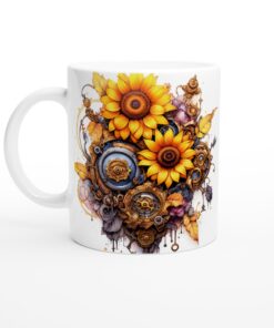 Steampunk Solros Keramisk Mugg – Unik Konst för Din Vardagsfavorit